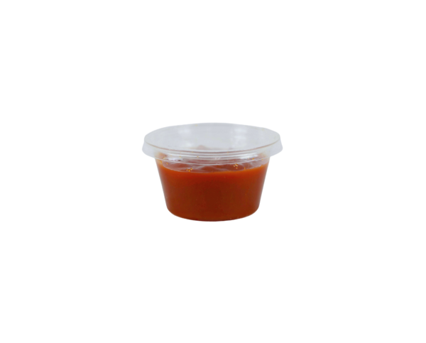 compostable cold cup with ketchup inside