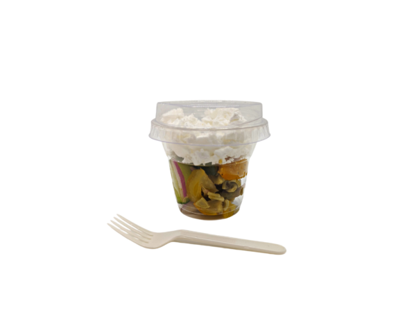 compostable cold cup with compostable fork
