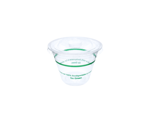 compostable cold cup with green ink
