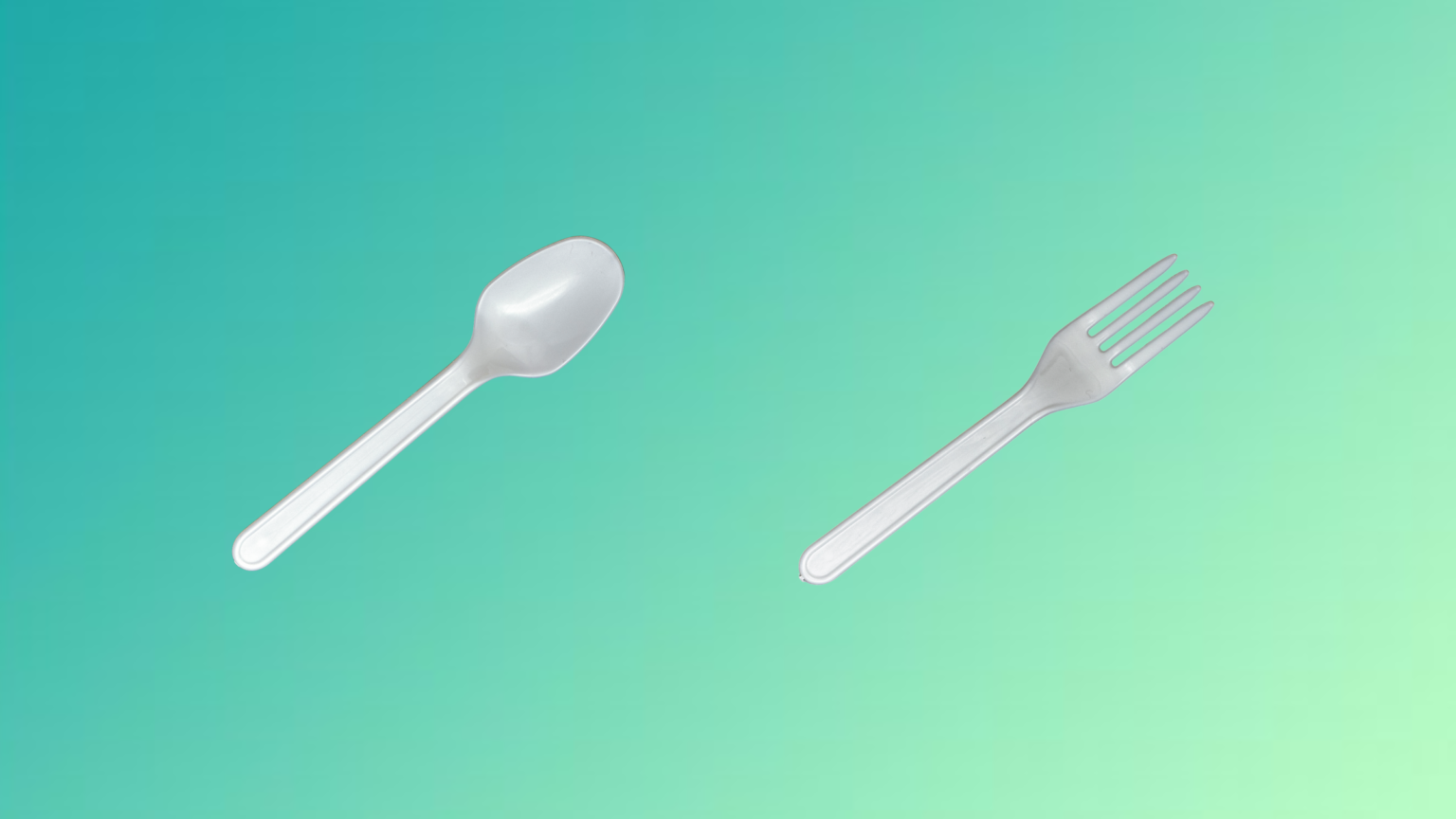 compostable sample spoon and fork with a green gradient