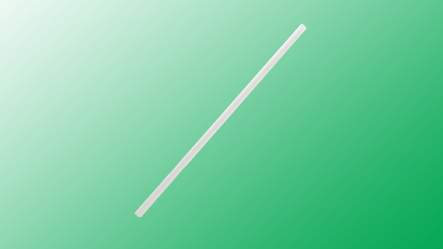 compostable white straw with green gradient background