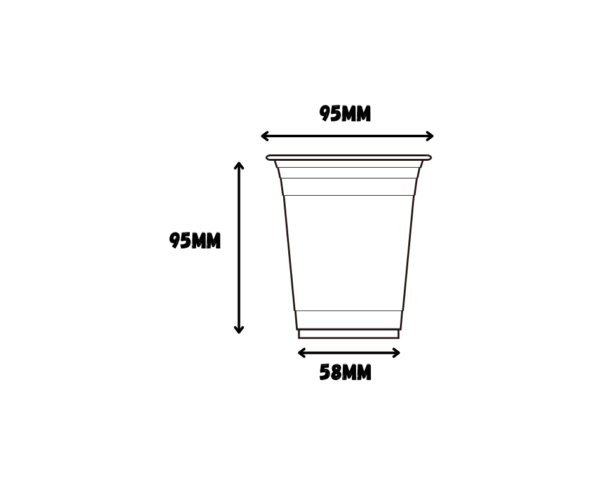 Black and white cup with measurements