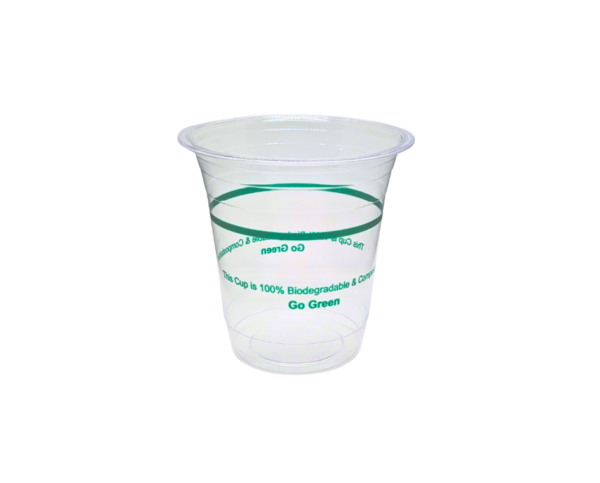 12oz Clear cup with green writing